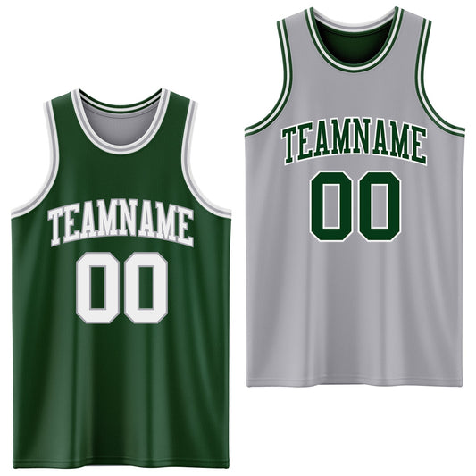 Custom Reversible Green White-Gray Double Side Sublimation Basketball Suit Jersey - Sky-Custom
