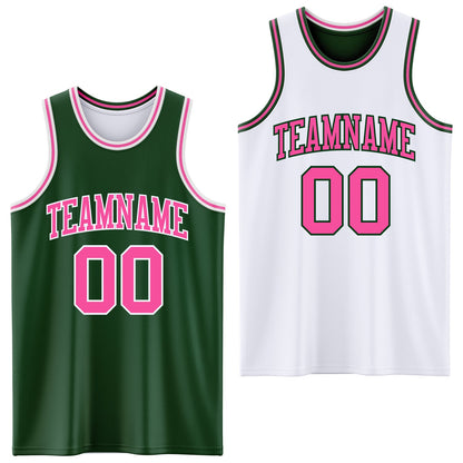 Custom Reversible Green Pink-White Double Side Sublimation Basketball Suit Jersey - Sky-Custom