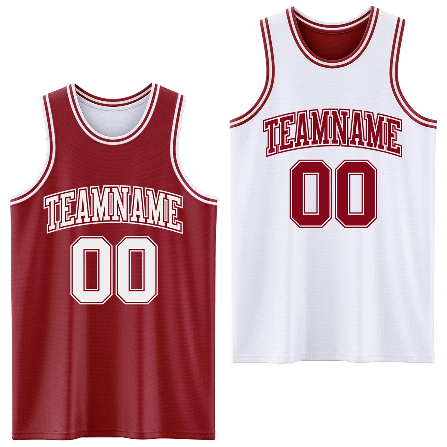 Custom Reversible Maroon White Double Side Sublimation Basketball Suit Jersey - Sky-Custom