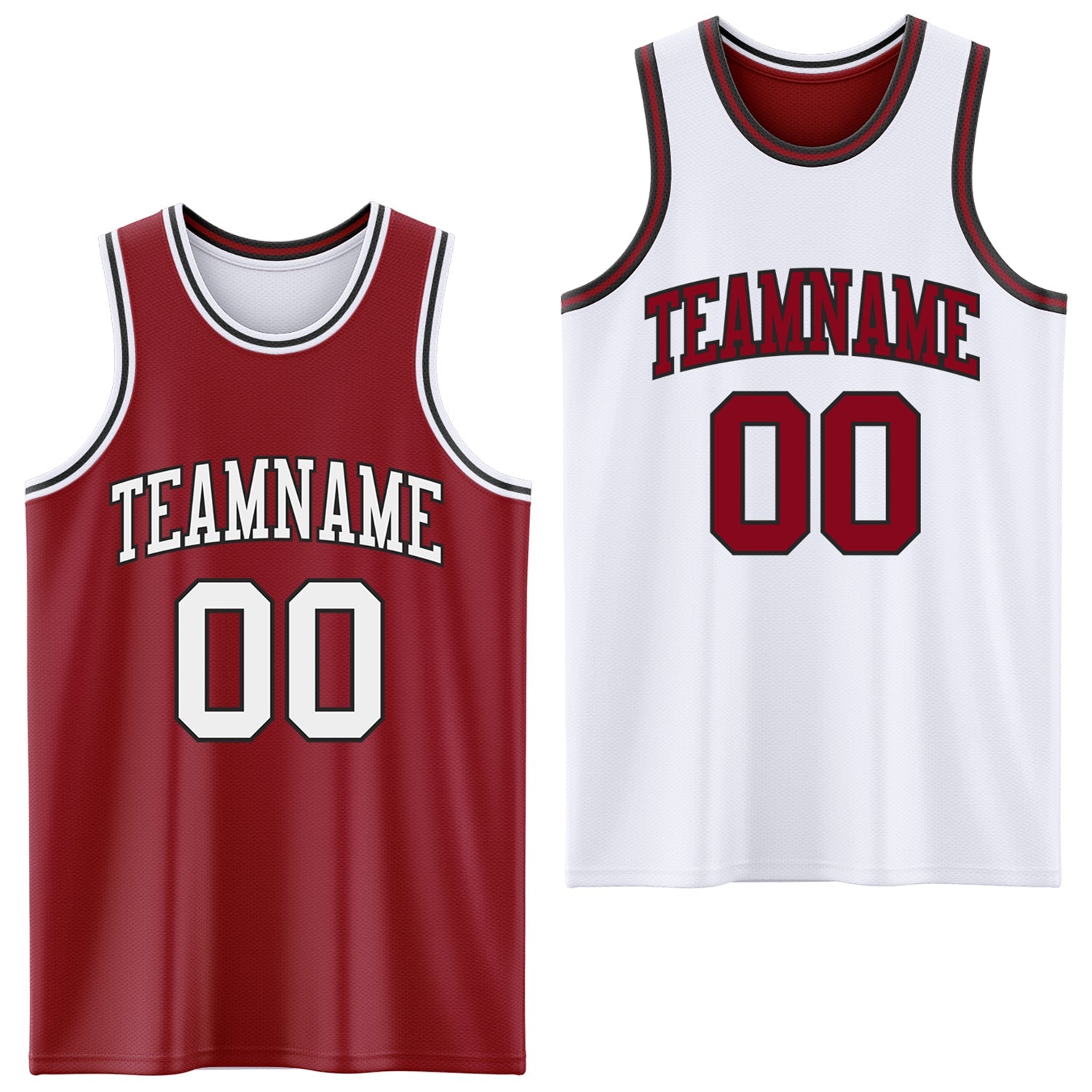 Custom Reversible Maroon White-Black Double Side Sublimation Basketball Suit Jersey - Sky-Custom