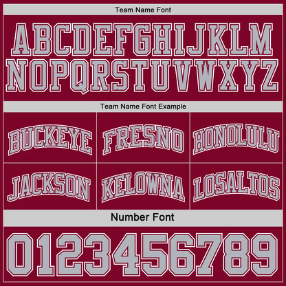 Custom Reversible Maroon Gray-White Double Side Sublimation Basketball Suit Jersey - Sky-Custom