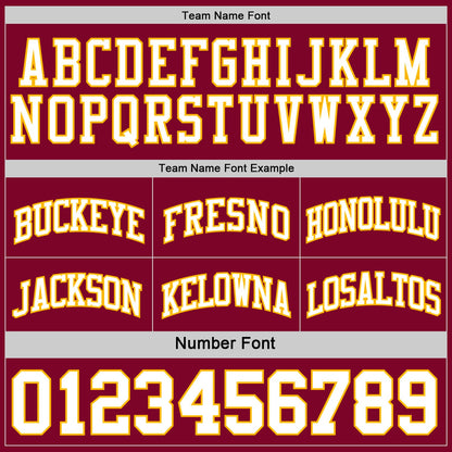 Custom Reversible Maroon White-Gold Double Side Sublimation Basketball Suit Jersey - Sky-Custom