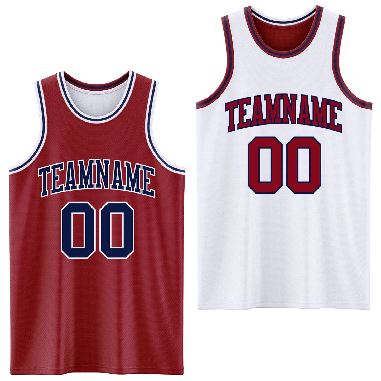Custom Reversible Maroon Navy-White Double Side Sublimation Basketball Suit Jersey - Sky-Custom