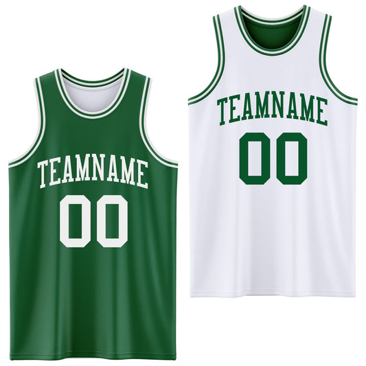 Custom Reversible Kelly Green White Double Side Sublimation Basketball Suit Jersey - Sky-Custom