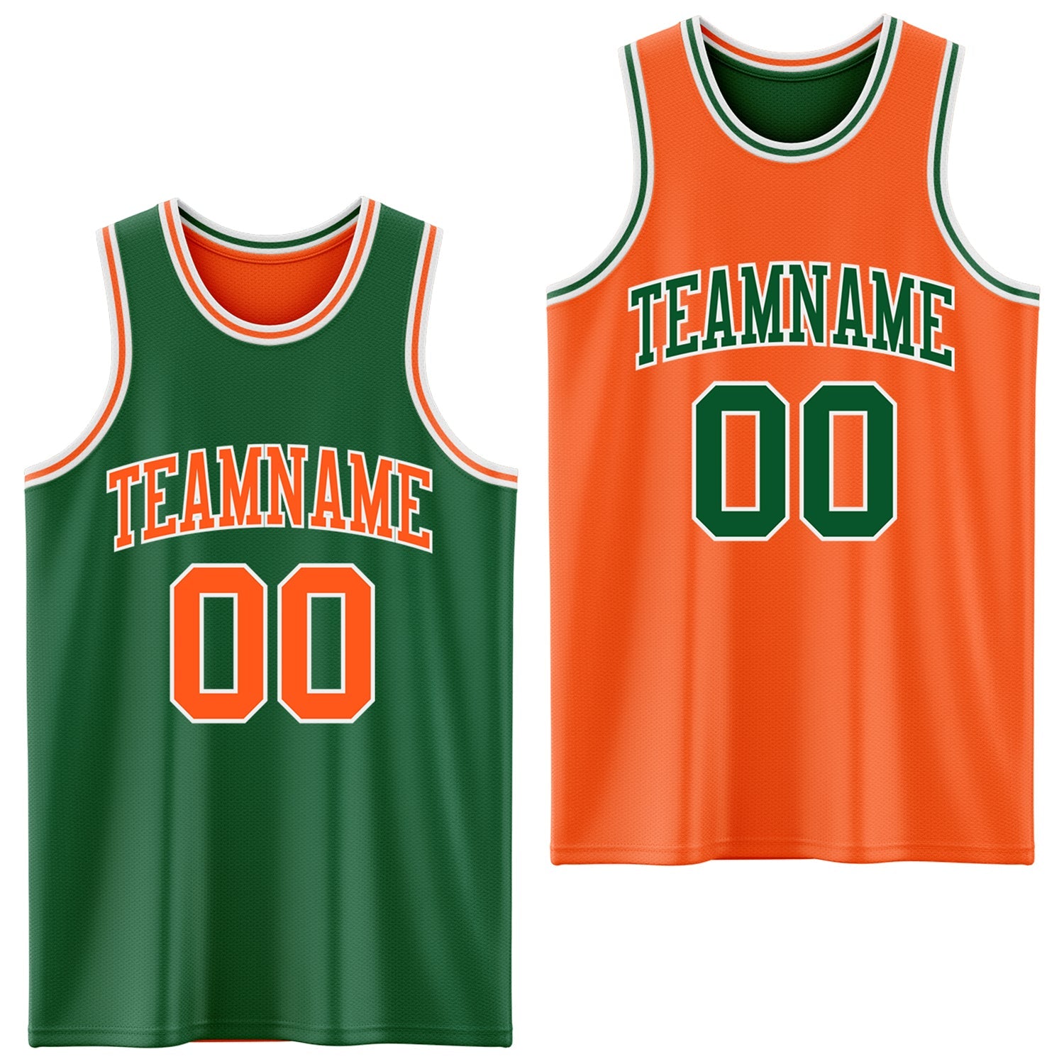 Custom Reversible Kelly Green Orange-White Double Side Sublimation Basketball Suit Jersey - Sky-Custom