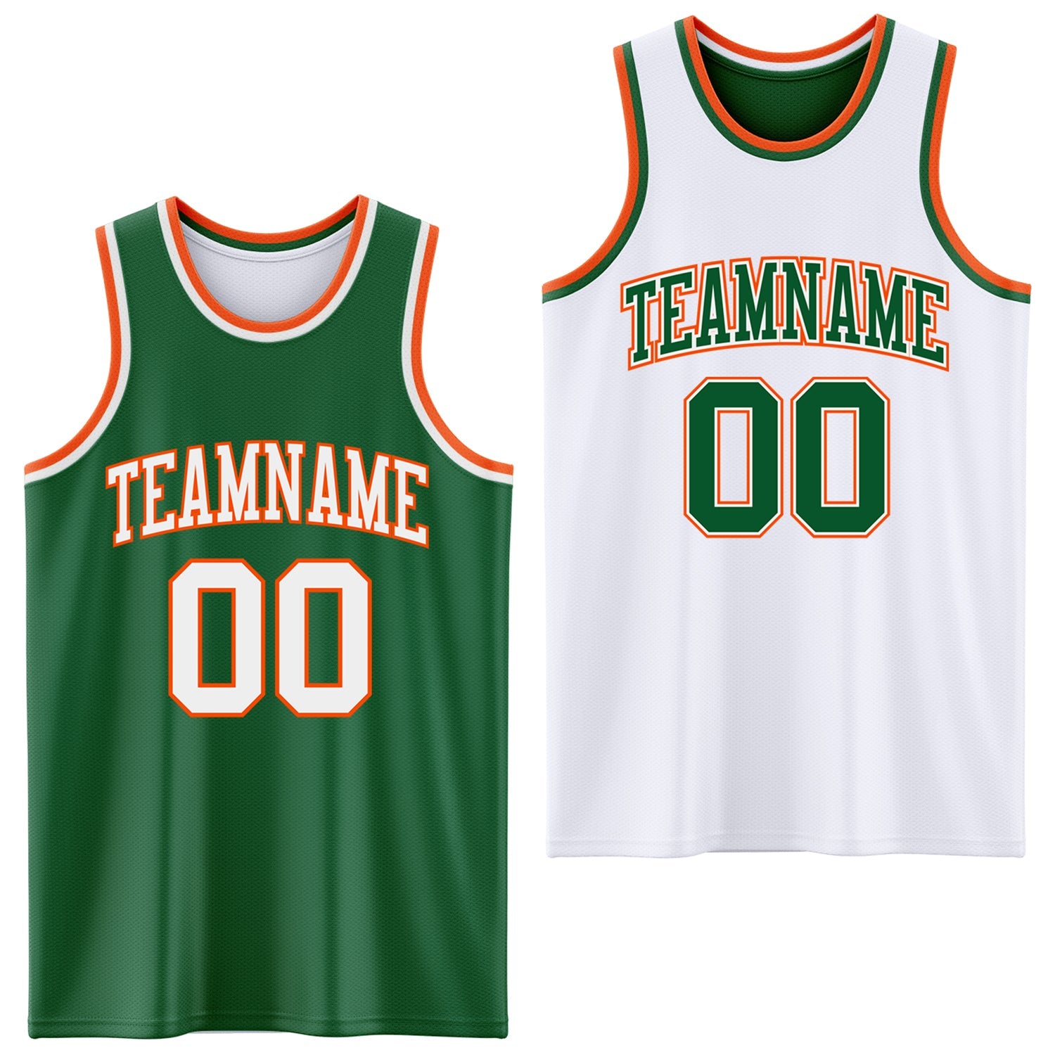 Custom Reversible Kelly Green White-Orange Double Side Sublimation Basketball Suit Jersey - Sky-Custom