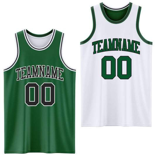 Custom Reversible Kelly Green Black-White Double Side Sublimation Basketball Suit Jersey - Sky-Custom