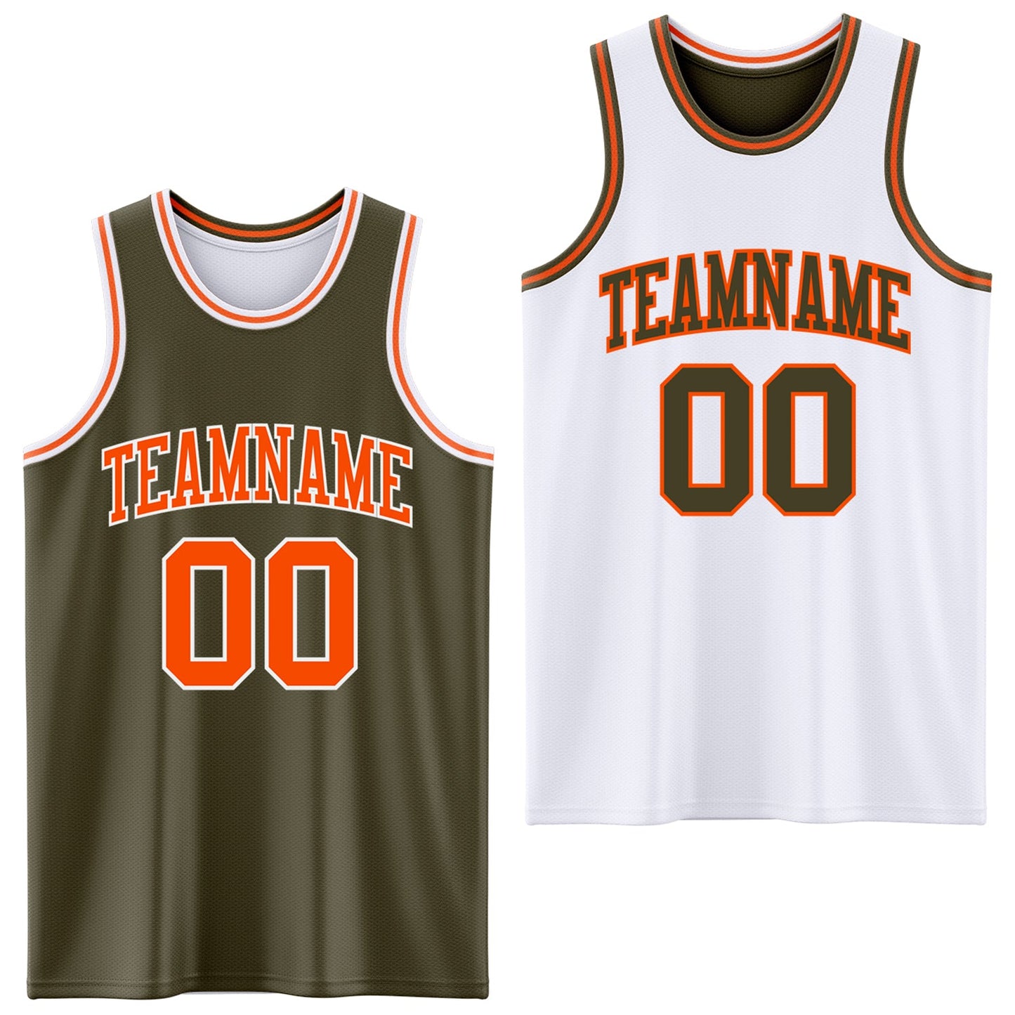 Custom Reversible Olive Orange-White Double Side Salute To Service Sublimation Basketball Suit Jersey - Sky-Custom
