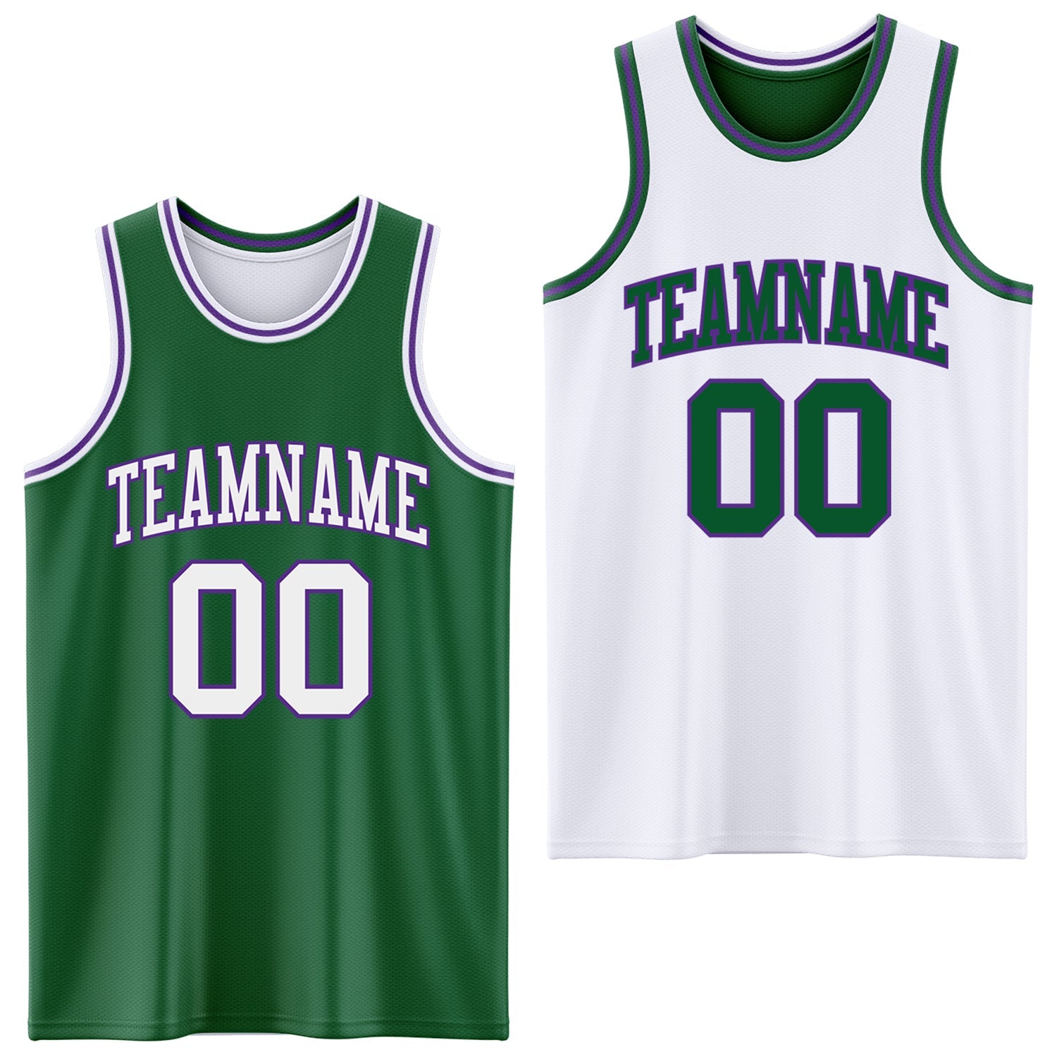 Custom Reversible Kelly Green White-Purple Double Side Sublimation Basketball Suit Jersey - Sky-Custom