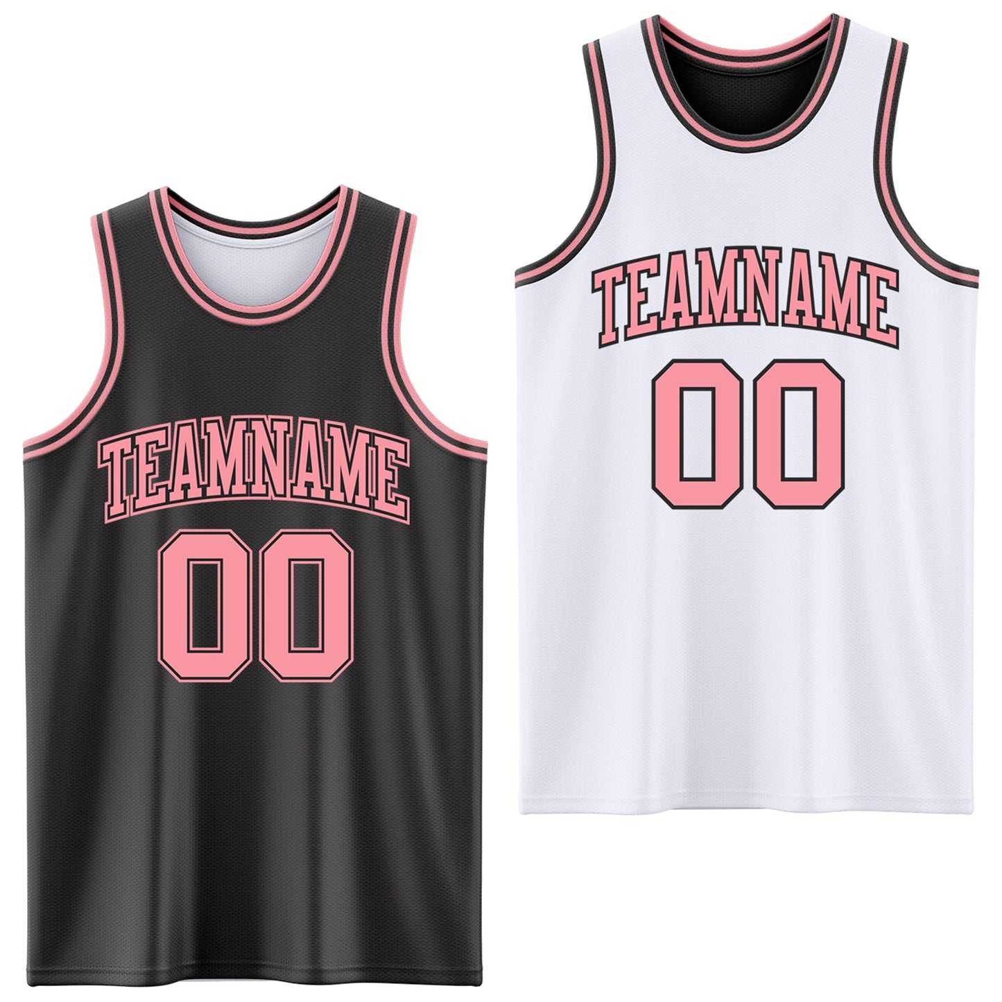 Custom Reversible Black Medium Pink Double Side Sublimation Basketball Suit Jersey - Sky-Custom