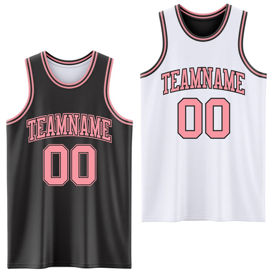 Custom Reversible Black Medium Pink Double Side Sublimation Basketball Suit Jersey - Sky-Custom