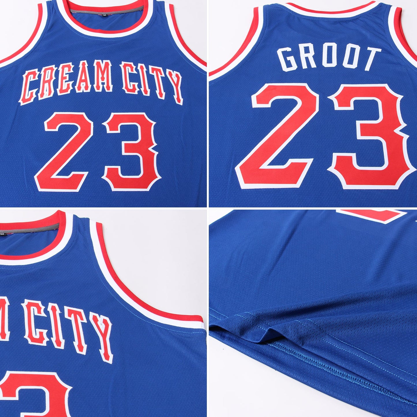 Custom Royal Red-White Round Neck Rib-Knit Basketball Jersey - Sky-Custom