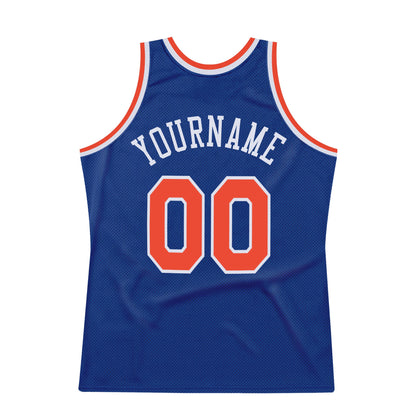 Custom Royal Orange-White Authentic Throwback Basketball Jersey - Sky-Custom