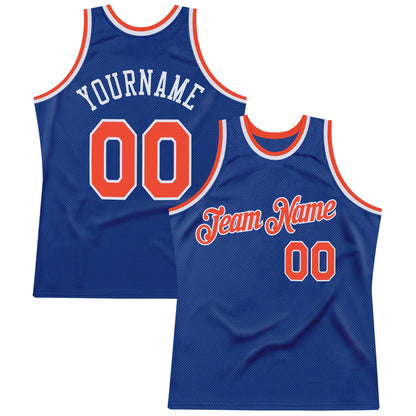 Custom Royal Orange-White Authentic Throwback Basketball Jersey - Sky-Custom