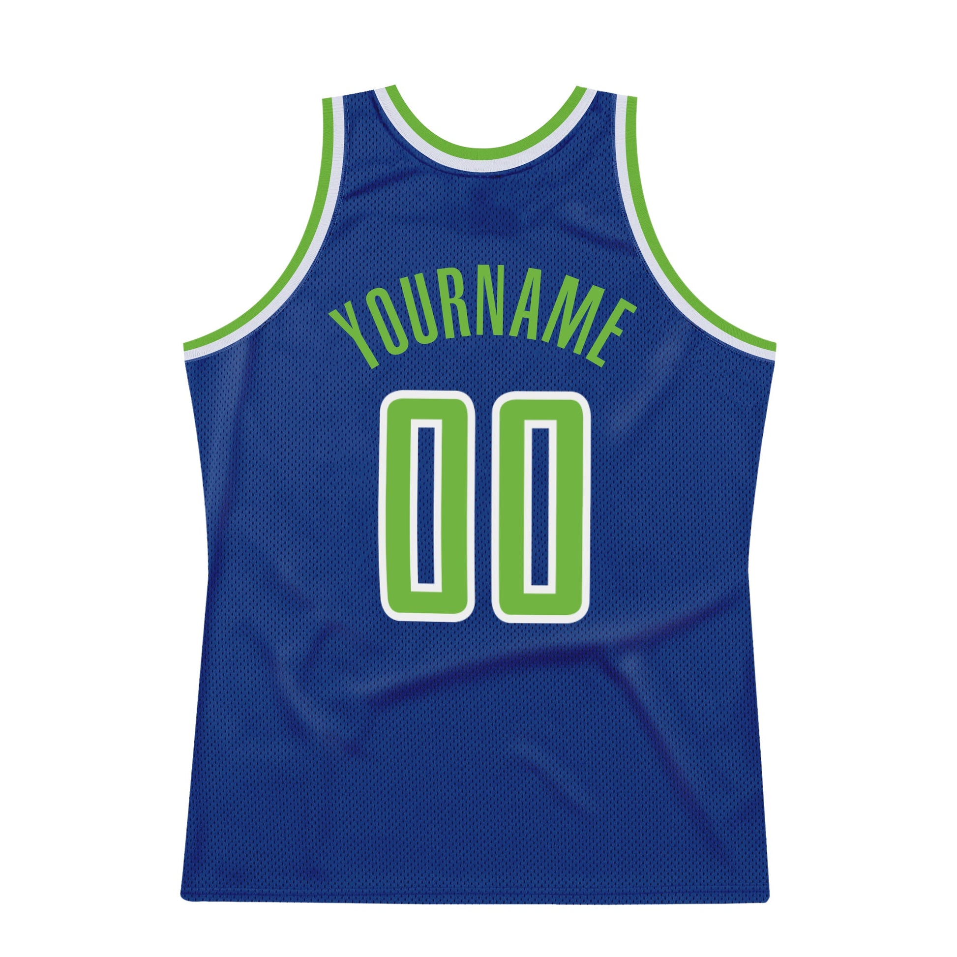 Custom Royal Neon Green-White Authentic Throwback Basketball Jersey - Sky-Custom