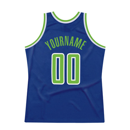 Custom Royal Neon Green-White Authentic Throwback Basketball Jersey - Sky-Custom