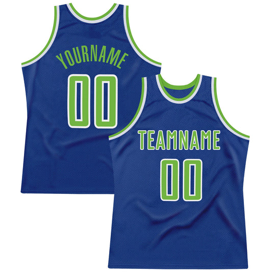 Custom Royal Neon Green-White Authentic Throwback Basketball Jersey - Sky-Custom