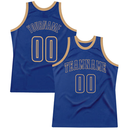 Custom Royal Royal-Old Gold Authentic Throwback Basketball Jersey - Sky-Custom