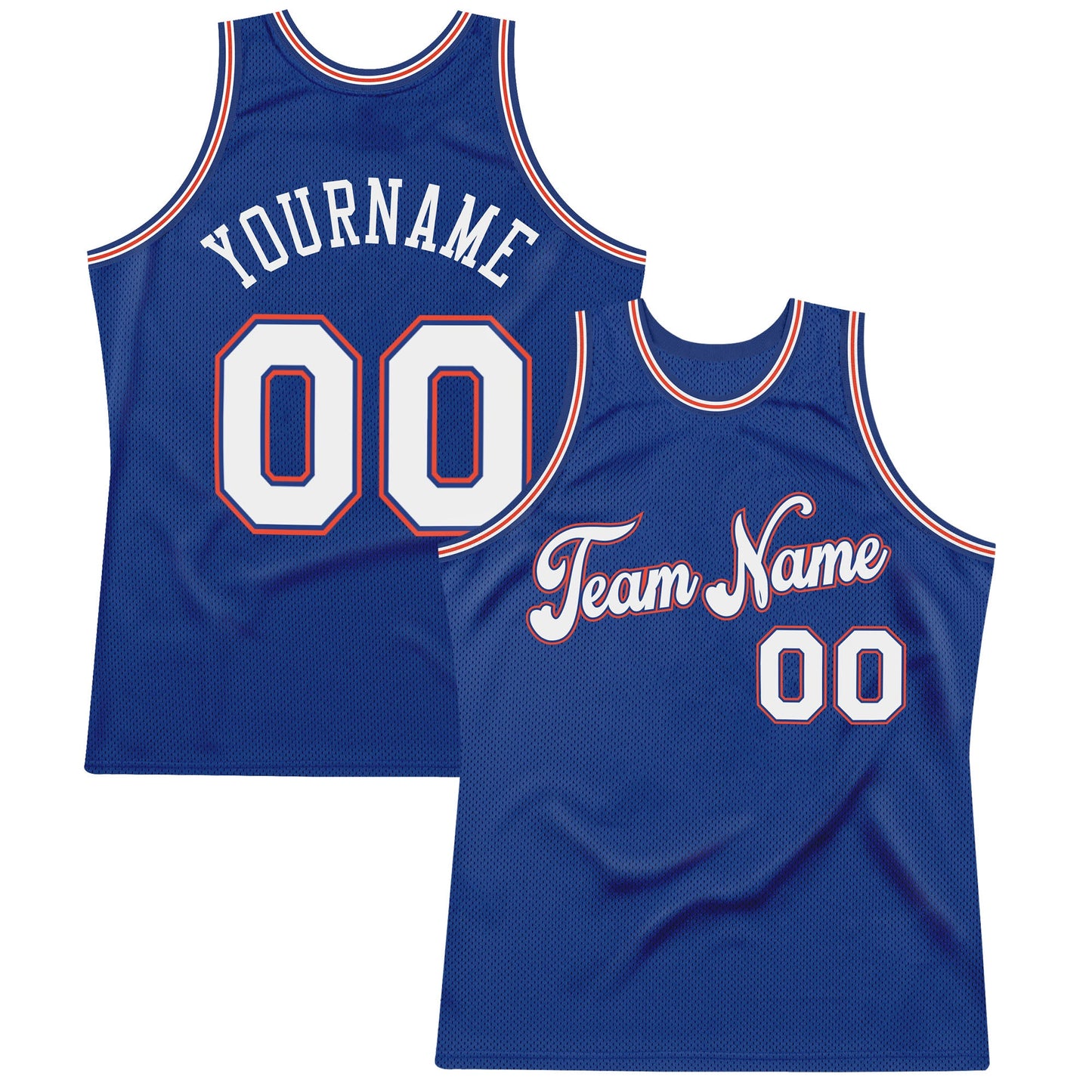 Custom Royal White-Orange Authentic Throwback Basketball Jersey - Sky-Custom