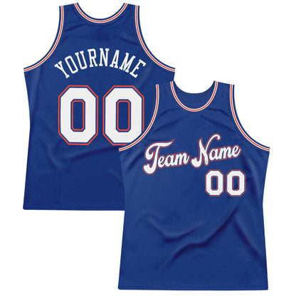 Custom Royal White-Orange Authentic Throwback Basketball Jersey - Sky-Custom