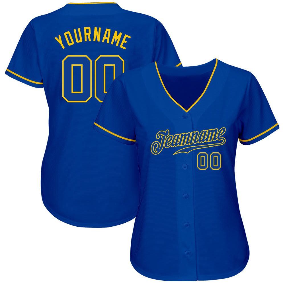 Custom Royal Royal-Gold Authentic Baseball Jersey - Sky-Custom
