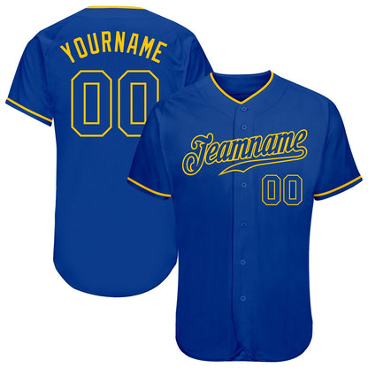 Custom Royal Royal-Gold Authentic Baseball Jersey - Sky-Custom