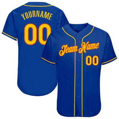 Custom Royal Gold-Orange Authentic Baseball Jersey - Sky-Custom