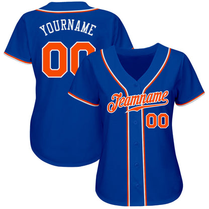 Custom Royal Orange-White Authentic Baseball Jersey - Sky-Custom