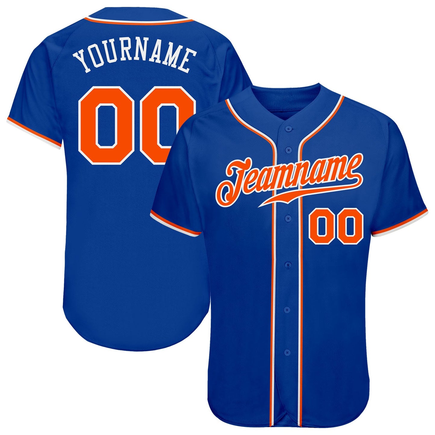 Custom Royal Orange-White Authentic Baseball Jersey - Sky-Custom