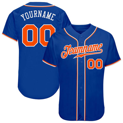 Custom Royal Orange-White Authentic Baseball Jersey - Sky-Custom