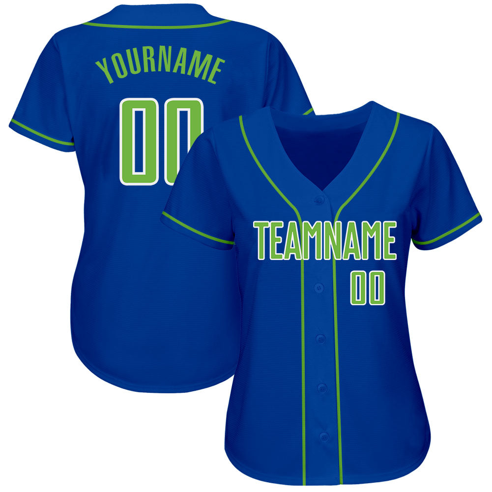Custom Royal Neon Green-White Authentic Baseball Jersey - Sky-Custom