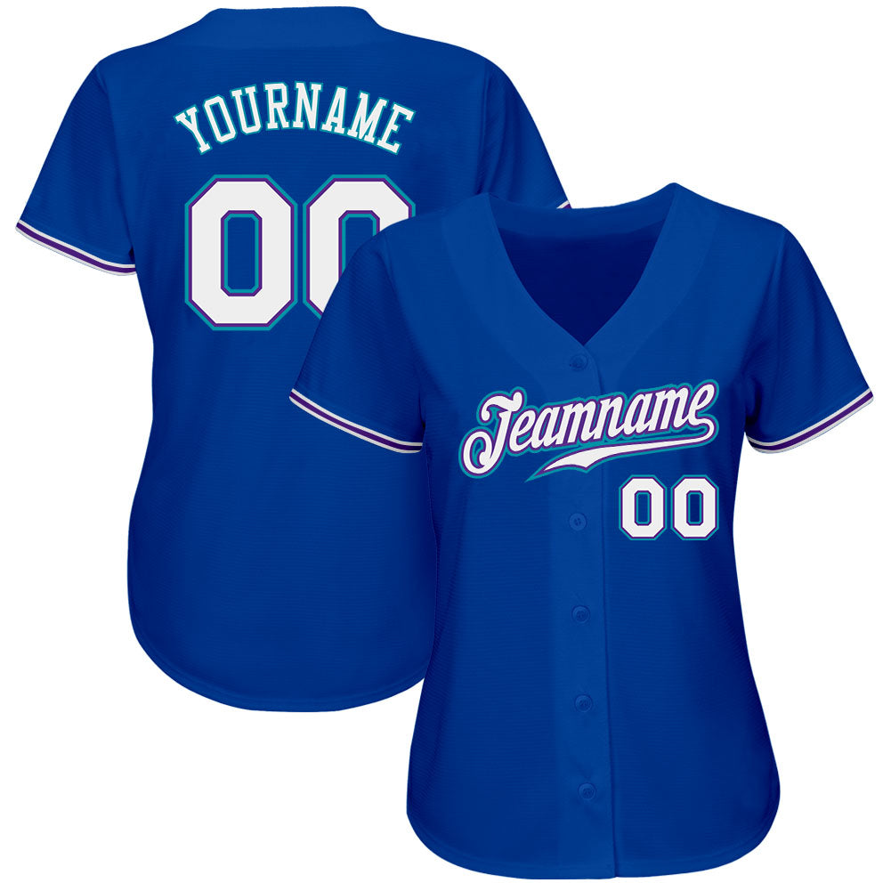 Custom Royal White-Teal Authentic Baseball Jersey - Sky-Custom