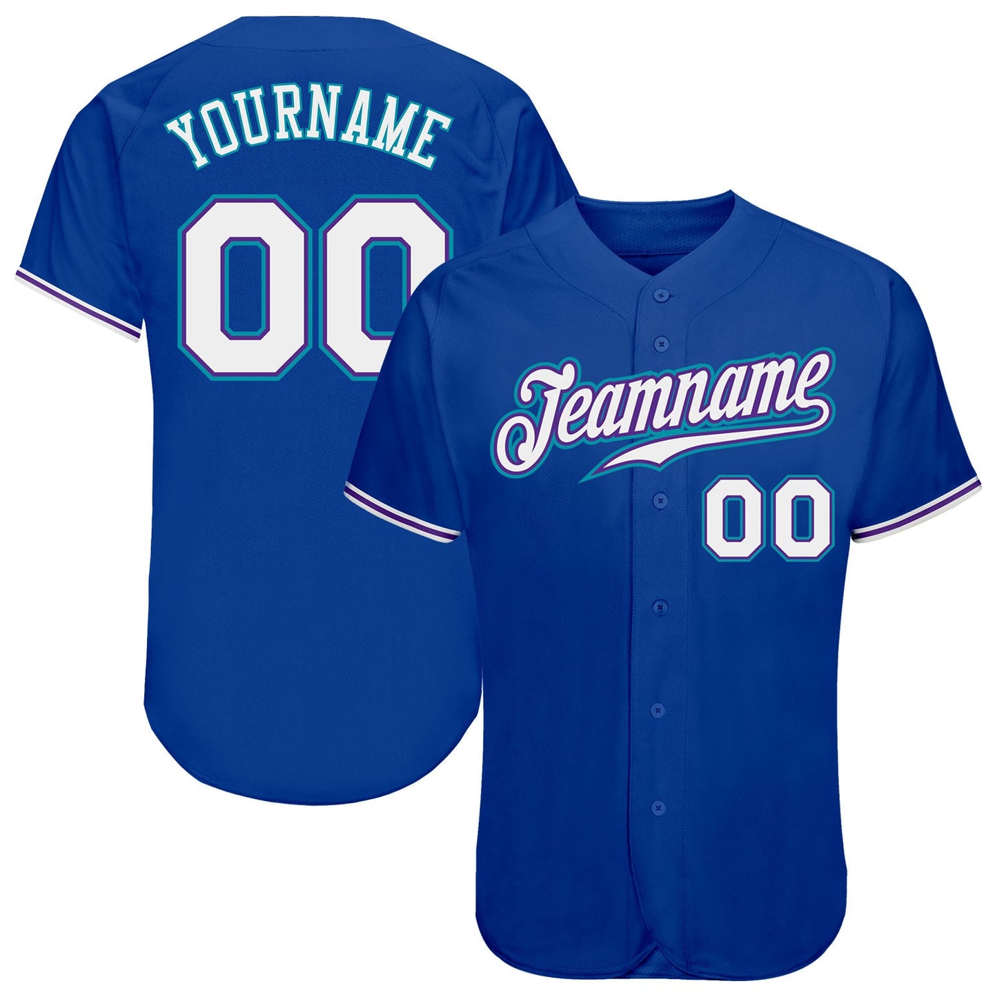 Custom Royal White-Teal Authentic Baseball Jersey - Sky-Custom
