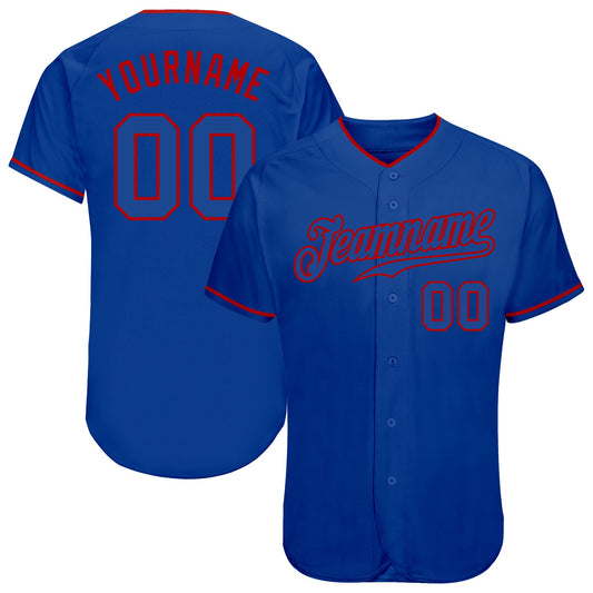 Custom Royal Royal-Red Authentic Baseball Jersey - Sky-Custom