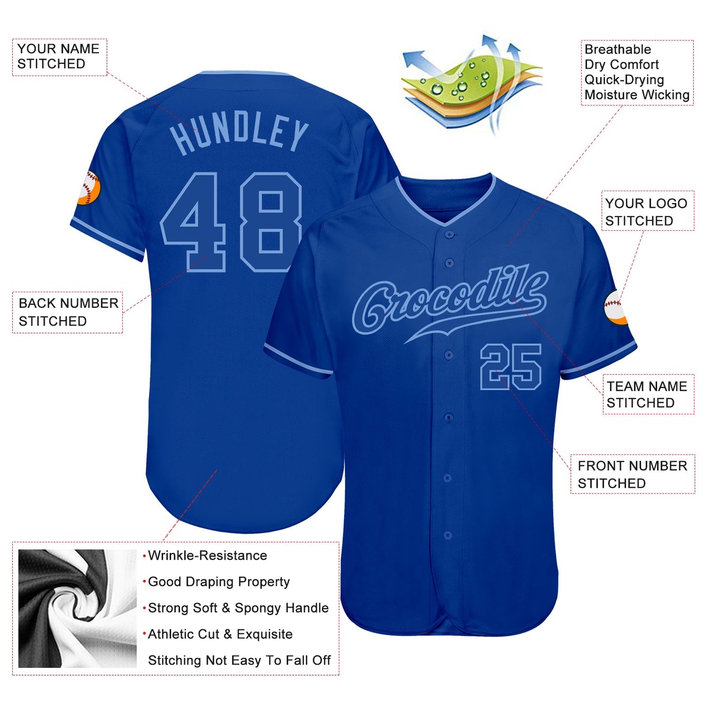 Custom Royal Royal-Light Blue Authentic Baseball Jersey - Sky-Custom