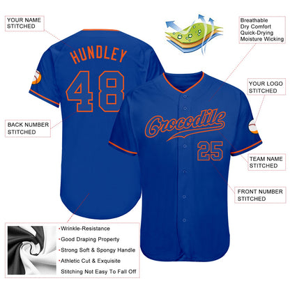 Custom Royal Royal-Orange Authentic Baseball Jersey - Sky-Custom