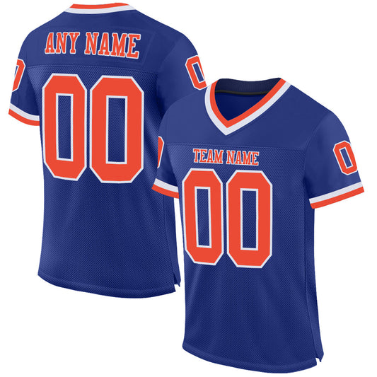 Custom Royal Orange-White Mesh Authentic Throwback Football Jersey - Sky-Custom