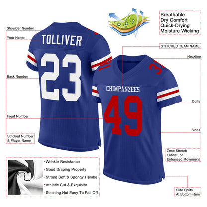 Custom Royal White-Red Mesh Authentic Football Jersey - Sky-Custom