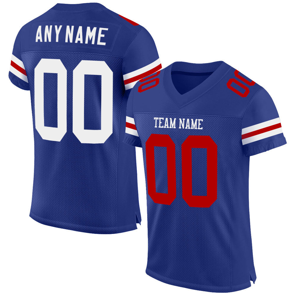 Custom Royal White-Red Mesh Authentic Football Jersey - Sky-Custom
