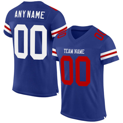Custom Royal White-Red Mesh Authentic Football Jersey - Sky-Custom