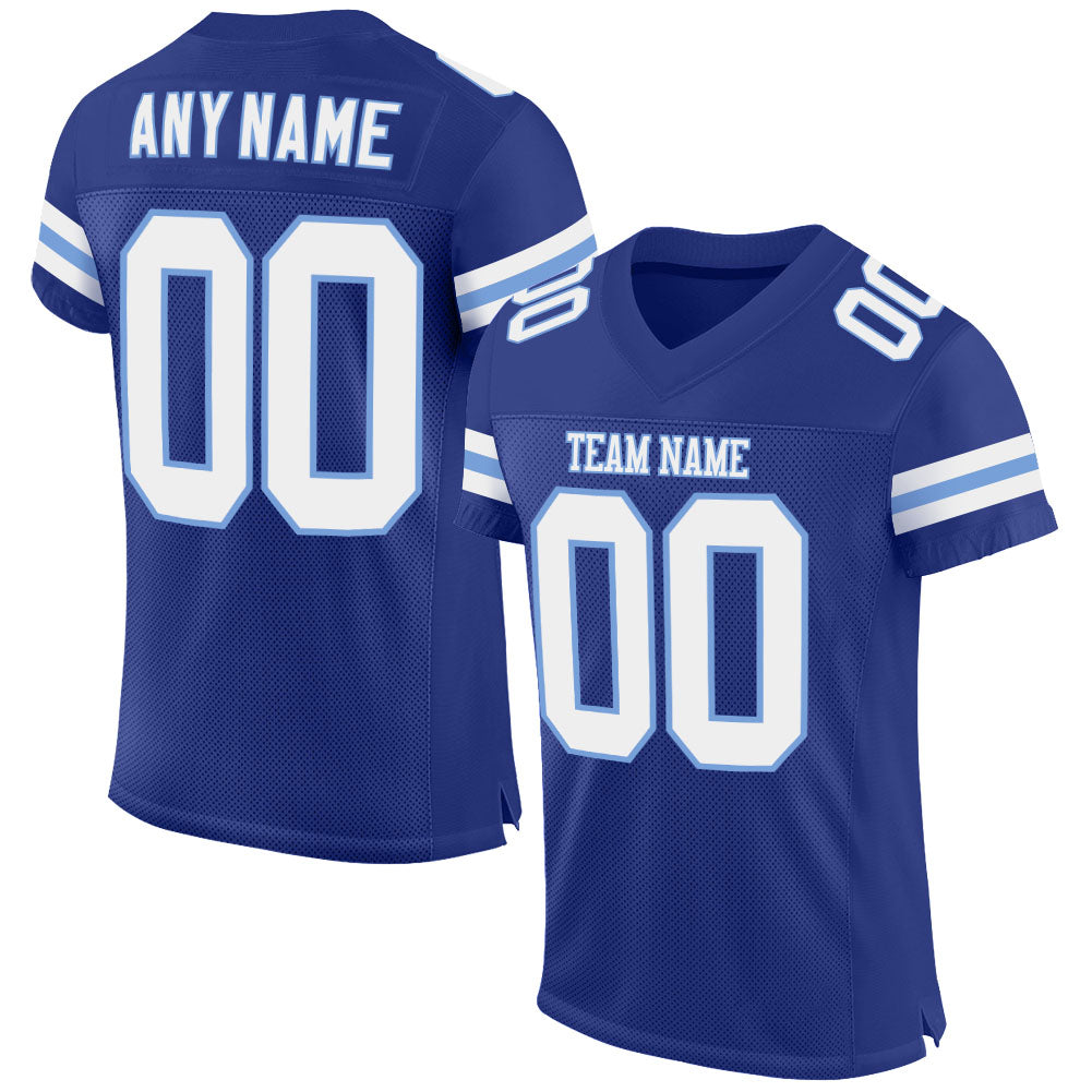 Custom Royal White-Light Blue Mesh Authentic Football Jersey - Sky-Custom