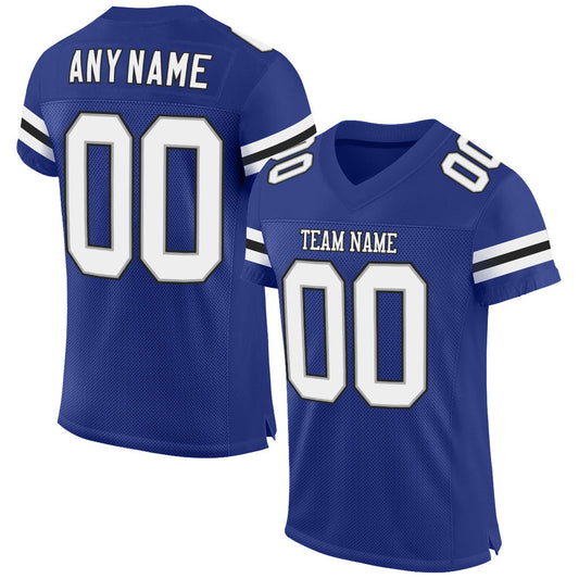 Custom Royal White-Black Mesh Authentic Football Jersey - Sky-Custom