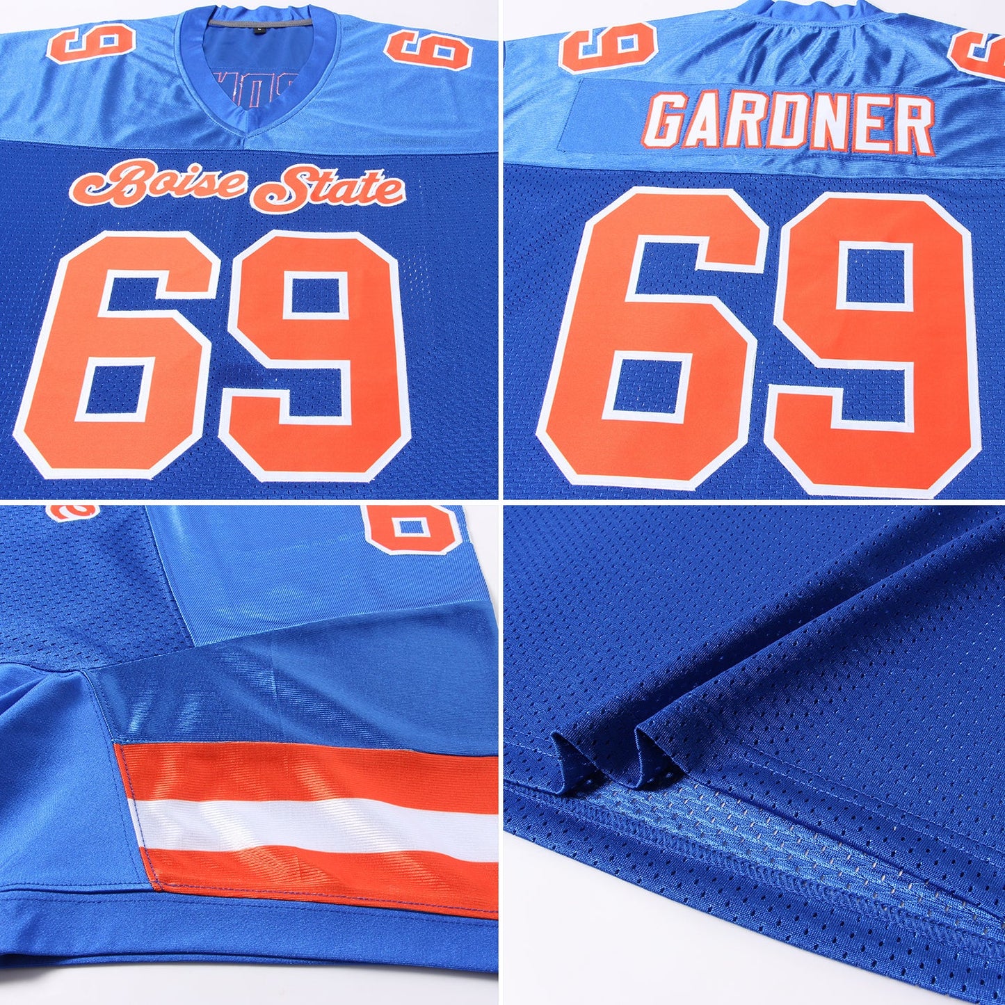 Custom Royal Orange-White Mesh Authentic Football Jersey - Sky-Custom
