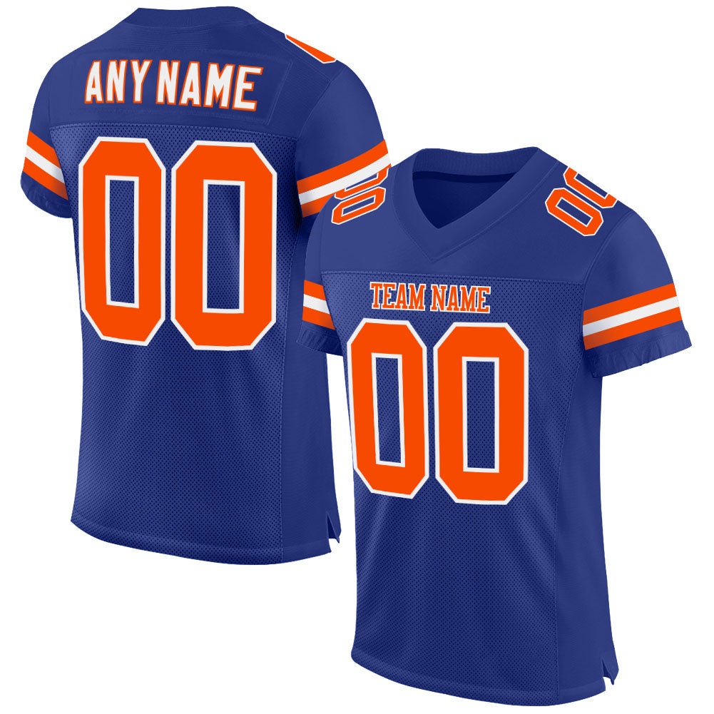 Custom Royal Orange-White Mesh Authentic Football Jersey - Sky-Custom