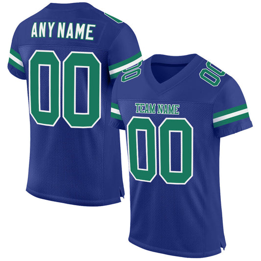Custom Royal Kelly Green-White Mesh Authentic Football Jersey - Sky-Custom