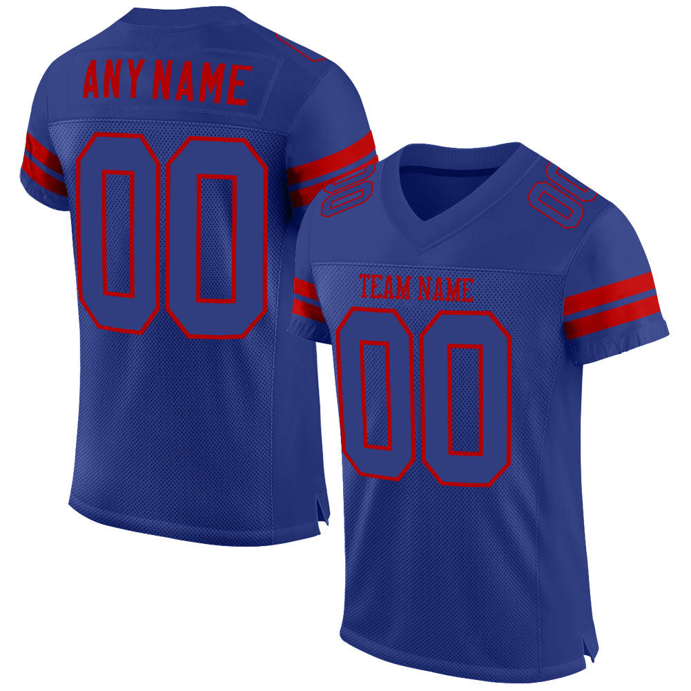 Custom Royal Royal-Red Mesh Authentic Football Jersey - Sky-Custom