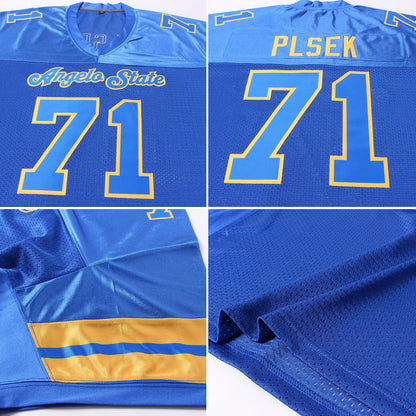Custom Royal Royal-Gold Mesh Authentic Football Jersey - Sky-Custom