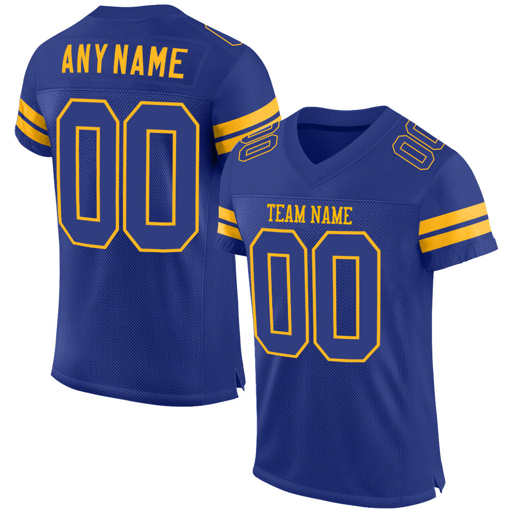 Custom Royal Royal-Gold Mesh Authentic Football Jersey - Sky-Custom