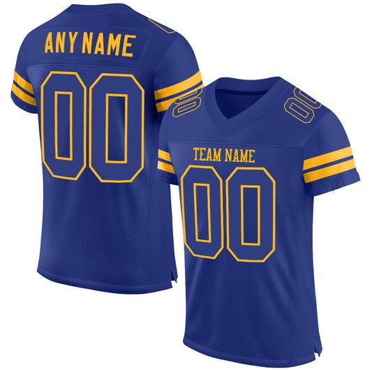 Custom Royal Royal-Gold Mesh Authentic Football Jersey - Sky-Custom