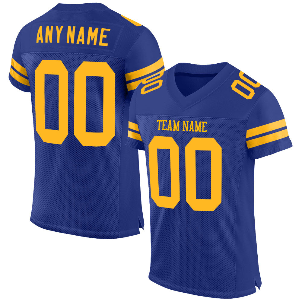 Custom Royal Gold Mesh Authentic Football Jersey - Sky-Custom